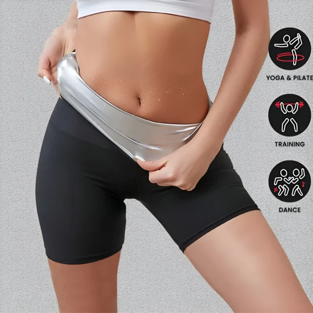 Sweat-Enhancing Women's Sauna Shorts with Thermal Silver Lining – Ideal for Yoga, Training & Dance Workouts