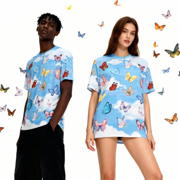 Male and female models in a studio wearing the 