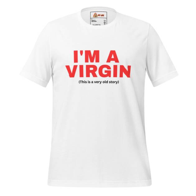 A white graphic tee from the Fit Life clothing brand, featuring the funny, ironic slogan 